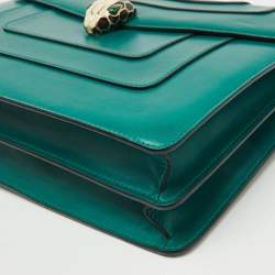 Bvlgari Green Leather Medium Serpenti Forever Shoulder Bag