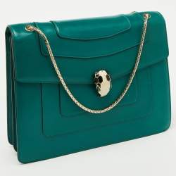 Bvlgari Green Leather Medium Serpenti Forever Shoulder Bag