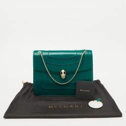 Bvlgari Green Leather Medium Serpenti Forever Shoulder Bag
