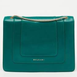 Bvlgari Green Leather Medium Serpenti Forever Shoulder Bag