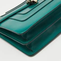 Bvlgari Green Leather Medium Serpenti Forever Shoulder Bag