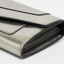 Pre Owned Bvlgari Silver Patent Leather Serpenti Forever Continental Wallet