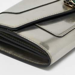 Pre Owned Bvlgari Silver Patent Leather Serpenti Forever Continental Wallet