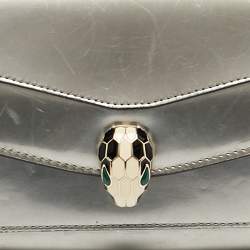 Pre Owned Bvlgari Silver Patent Leather Serpenti Forever Continental Wallet