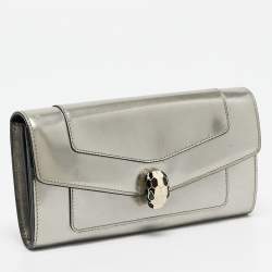 Pre Owned Bvlgari Silver Patent Leather Serpenti Forever Continental Wallet