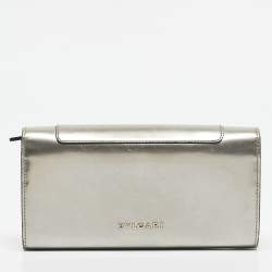 Pre Owned Bvlgari Silver Patent Leather Serpenti Forever Continental Wallet