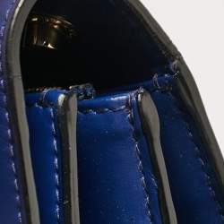 Pre Owned Bvlgari Dark Blue Leather Medium Serpenti Forever Flap Shoulder Bag