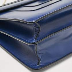 Pre Owned Bvlgari Dark Blue Leather Medium Serpenti Forever Flap Shoulder Bag