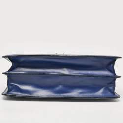 Pre Owned Bvlgari Dark Blue Leather Medium Serpenti Forever Flap Shoulder Bag