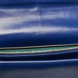 Pre Owned Bvlgari Dark Blue Leather Medium Serpenti Forever Flap Shoulder Bag
