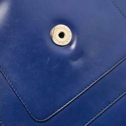 Pre Owned Bvlgari Dark Blue Leather Medium Serpenti Forever Flap Shoulder Bag