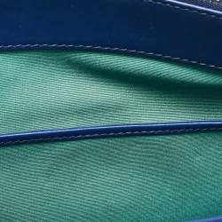 Pre Owned Bvlgari Dark Blue Leather Medium Serpenti Forever Flap Shoulder Bag