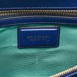 Pre Owned Bvlgari Dark Blue Leather Medium Serpenti Forever Flap Shoulder Bag