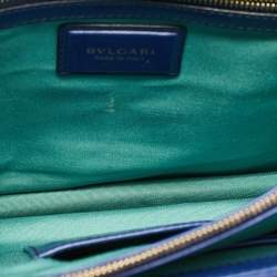 Pre Owned Bvlgari Dark Blue Leather Medium Serpenti Forever Flap Shoulder Bag