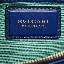 Pre Owned Bvlgari Dark Blue Leather Medium Serpenti Forever Flap Shoulder Bag