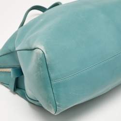 Pre Owned Bvlgari Light Blue Leather Twist Tote