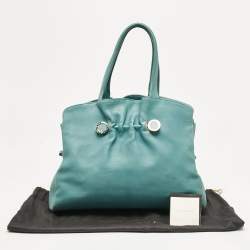 Pre Owned Bvlgari Light Blue Leather Twist Tote