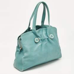 Pre Owned Bvlgari Light Blue Leather Twist Tote