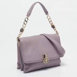 Bvlgari Lavender Leather Monette Flap Top Handle Bag