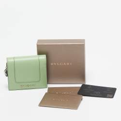 Pre Owned Bvlgari Mint Green Leather Serpenti Forever Trifold Wallet