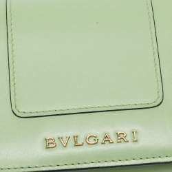 Pre Owned Bvlgari Mint Green Leather Serpenti Forever Trifold Wallet