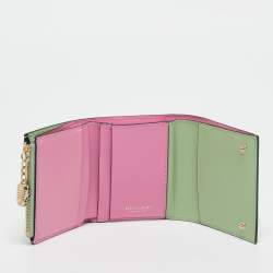 Pre Owned Bvlgari Mint Green Leather Serpenti Forever Trifold Wallet