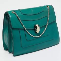 Bvlgari Green Leather Large Serpenti Forever Shoulder Bag
