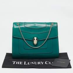 Bvlgari Green Leather Large Serpenti Forever Shoulder Bag