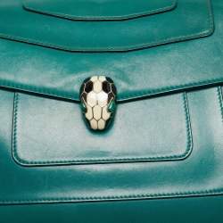 Bvlgari Green Leather Large Serpenti Forever Shoulder Bag
