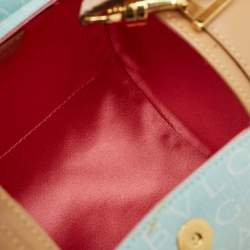 Pre Owned Bvlgari Tan/Light Blue Fabric B.Zero1 Shoulder Bag