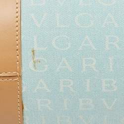 Pre Owned Bvlgari Tan/Light Blue Fabric B.Zero1 Shoulder Bag