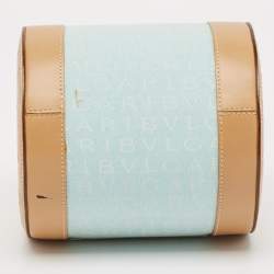 Pre Owned Bvlgari Tan/Light Blue Fabric B.Zero1 Shoulder Bag