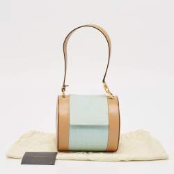 Pre Owned Bvlgari Tan/Light Blue Fabric B.Zero1 Shoulder Bag