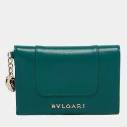 Bvlgari Green Leather Serpenti Forever Bifold Card Case