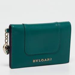 Bvlgari Green Leather Serpenti Forever Bifold Card Case