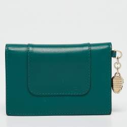 Bvlgari Green Leather Serpenti Forever Bifold Card Case