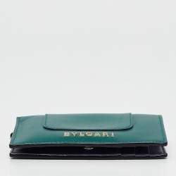 Bvlgari Green Leather Serpenti Forever Bifold Card Case