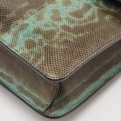 Pre Owned Bvlgari Green/Black Karung Serpenti Forever Flap Shoulder Bag