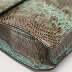 Pre Owned Bvlgari Green/Black Karung Serpenti Forever Flap Shoulder Bag