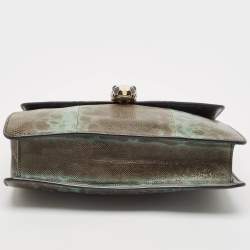 Pre Owned Bvlgari Green/Black Karung Serpenti Forever Flap Shoulder Bag