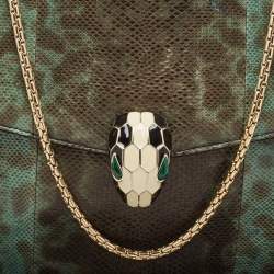 Pre Owned Bvlgari Green/Black Karung Serpenti Forever Flap Shoulder Bag
