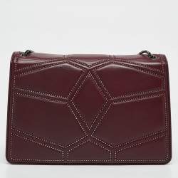 Bvlgari Burgundy Quilted Leather Medium Studded Serpenti Forever Shoulder Bag