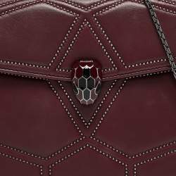 Bvlgari Burgundy Quilted Leather Medium Studded Serpenti Forever Shoulder Bag