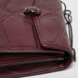 Bvlgari Burgundy Quilted Leather Medium Studded Serpenti Forever Shoulder Bag