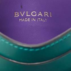 Pre Owned Bvlgari Green Leather Serpenti Forever Card Holder