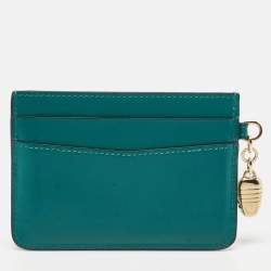 Pre Owned Bvlgari Green Leather Serpenti Forever Card Holder