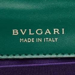 مملوكة مسبقًا Bvlgari Green Leather Medium Serpenti Forever Shoulder Bag