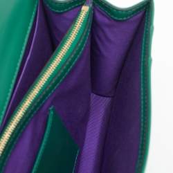 مملوكة مسبقًا Bvlgari Green Leather Medium Serpenti Forever Shoulder Bag