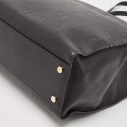Bvlgari Black Leather Logo Embossed Tote