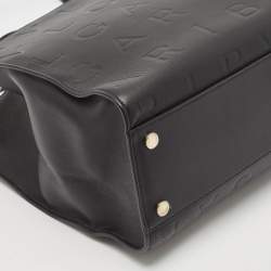 Bvlgari Black Leather Logo Embossed Tote